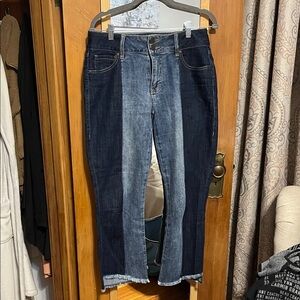 CAbi Dark and Light Blue Ankle Jeans